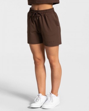 Teveo Charming Oversized Kurze Sporthose Damen Braun | RDV-5734
