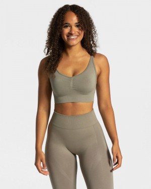 Teveo Charming Scrunch Sport BH Damen Khaki | ZOG-8844