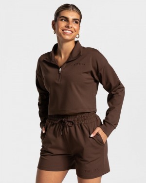 Teveo Charming Zip Pullover Damen Braun | EIB-4798