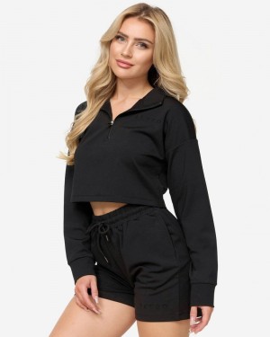 Teveo Charming Zip Pullover Damen Schwarz | NAO-1691