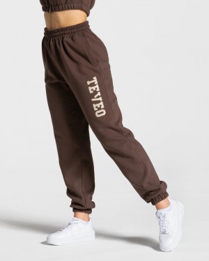 Teveo College Oversized Jogginghose Damen Dunkelbraun | EKZ-2771