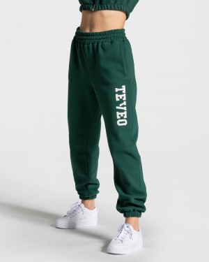 Teveo College Oversized Jogginghose Damen Dunkelgrün | CAF-5479