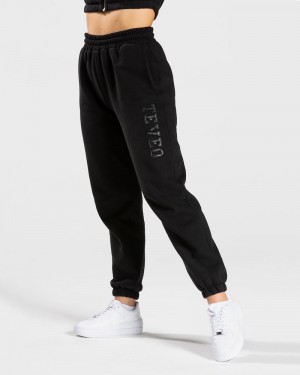 Teveo College Oversized Jogginghose Damen Schwarz | UBU-6837