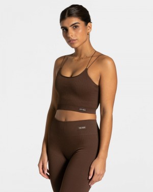 Teveo Elegant Riemen Oberteile Damen Dunkelbraun | KSG-0547