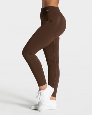 Teveo Elegant Scrunch Leggings Damen Dunkelbraun | XIE-6283