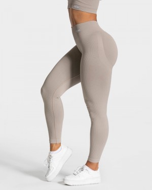 Teveo Elegant Scrunch Leggings Damen Grau | UDF-1319