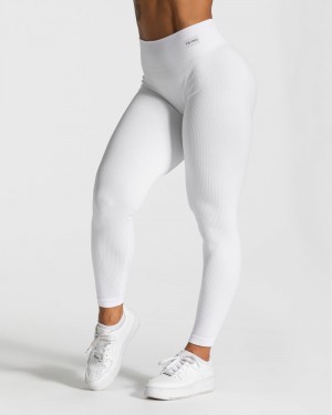 Teveo Elegant Scrunch Leggings Damen Weiß | NYZ-8622