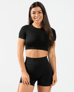 Teveo Everyday Cut Out T-shirts Damen Schwarz | PXU-2428