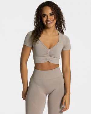 Teveo Focus Crop Oberteile Damen Dust | XKO-1765