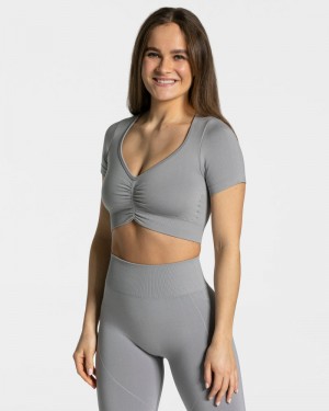 Teveo Focus Crop Oberteile Damen Grau | MSW-6045