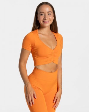 Teveo Focus Crop Oberteile Damen Orange | SMW-4153