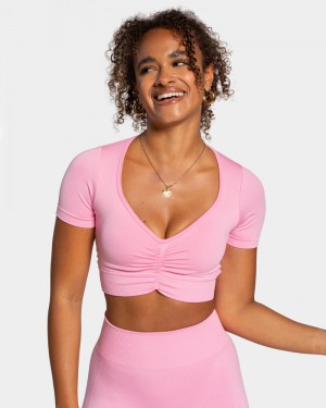 Teveo Focus Crop Oberteile Damen Rosa | OJX-2107