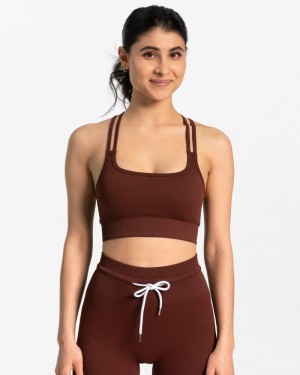 Teveo Gerippt Sport BH Damen Mahogany | WCO-1177