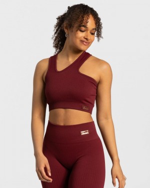 Teveo Golden Asymmetric Oberteile Damen Bordeaux | ENO-9888