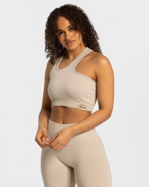 Teveo Golden Asymmetric Oberteile Damen Beige | VMG-8058