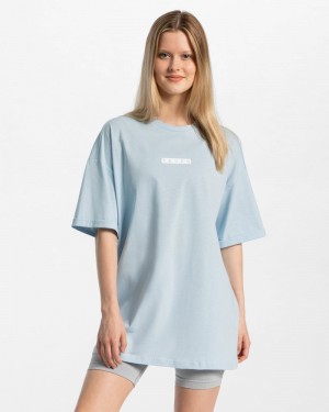 Teveo Iconic Oversized T-shirts Damen Blau | VOF-9262