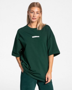 Teveo Iconic Oversized T-shirts Damen Dunkelgrün | AKK-5704