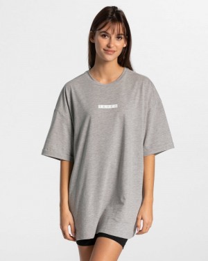 Teveo Iconic Oversized T-shirts Damen Grau | LRT-4211