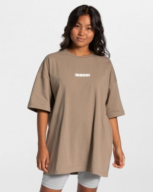 Teveo Iconic Oversized T-shirts Damen Khaki | HPU-9196