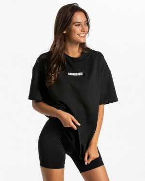Teveo Iconic Oversized T-shirts Damen Schwarz | YTF-1889