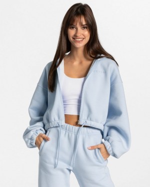 Teveo Iconic Oversized Zip Hoodie Damen Blau | HLV-5017