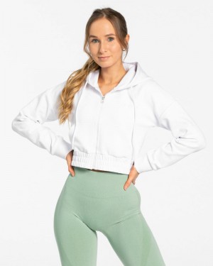 Teveo Klassische Zip Hoodie Damen Weiß | ZAJ-6272
