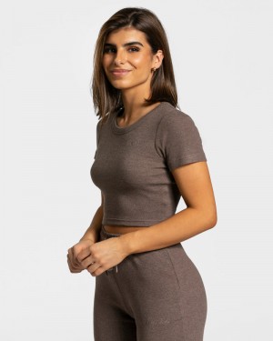 Teveo Lounge T-shirts Damen Dunkelbraun | LWU-0687