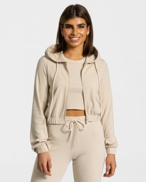Teveo Lounge Zip Hoodie Damen Beige | TZO-2470