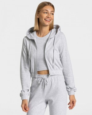 Teveo Lounge Zip Hoodie Damen Hellgrau | CTD-0527