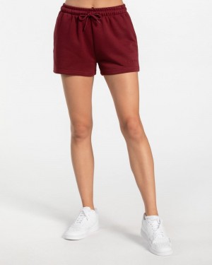 Teveo Oversized Kurze Sporthose Damen Bordeaux Rot | UEF-8351