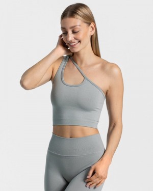Teveo Sassy One Shoulder Oberteile Damen Grau Blau | DCZ-6980
