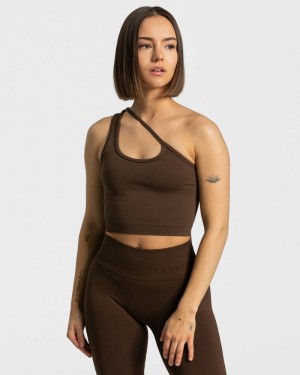 Teveo Sassy One Shoulder Oberteile Damen Braun | KFA-3739
