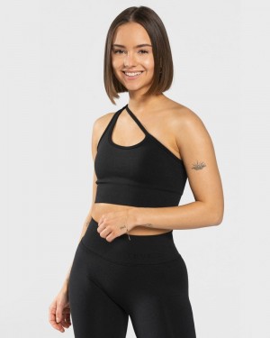 Teveo Sassy One Shoulder Sport BH Damen Schwarz | LIY-6526
