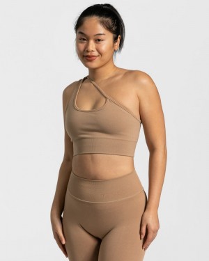 Teveo Sassy One Shoulder Sport BH Damen Beige | CGO-6921