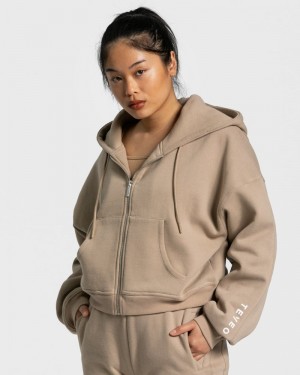 Teveo Sassy Zip Hoodie Damen Beige | PHN-2607