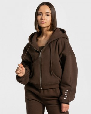 Teveo Sassy Zip Hoodie Damen Braun | DDQ-7752