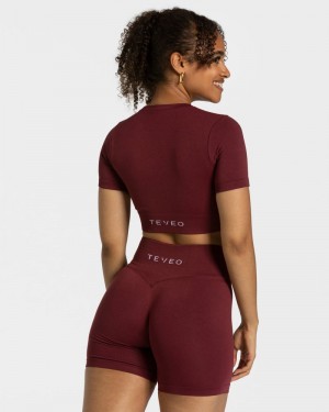 Teveo Sensation Crop Oberteile Damen Bordeaux Rot | EBY-6864