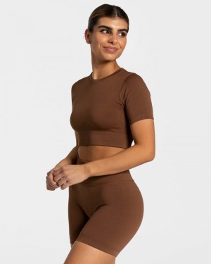 Teveo Sensation Crop Oberteile Damen Caramel | ZAL-8682