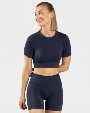 Teveo Sensation Crop Oberteile Damen Dunkelblau | POJ-3582