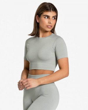 Teveo Sensation Crop Oberteile Damen Grau | EKU-1384