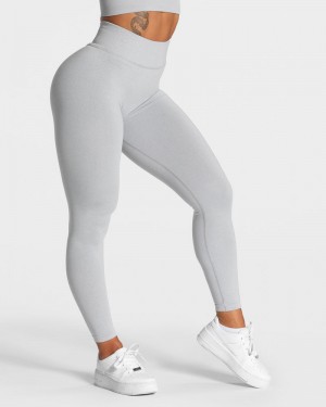 Teveo Statement Scrunch Leggings Damen Hellgrau | PKH-9592