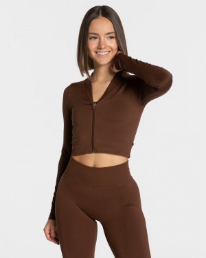 Teveo Statement Zip Jacken Damen Kaffee | JEP-5590