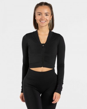 Teveo Statement Zip Jacken Damen Schwarz | QUM-0609