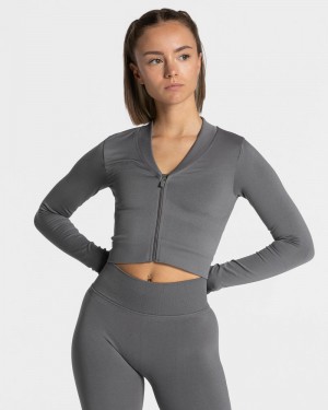 Teveo Statement Zip Jacken Damen Tiefesgrau | VYC-2915