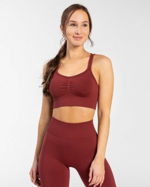 Teveo Timeless Scrunch Sport BH Damen Bordeaux Rot | NAJ-9615