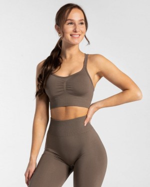 Teveo Timeless Scrunch Sport BH Damen Grau Braun | LLU-2727