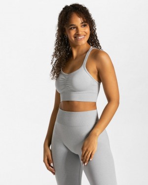 Teveo Timeless Scrunch Sport BH Damen Hellgrau | MSN-8744