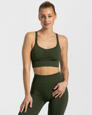 Teveo Timeless Scrunch Sport BH Damen Khaki | LHS-6226