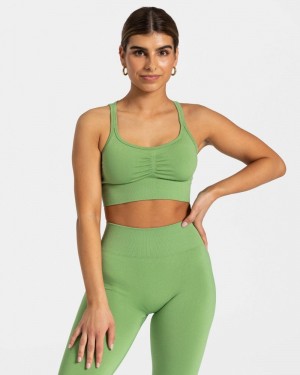 Teveo Timeless Scrunch Sport BH Damen Olivgrün | LKC-6637